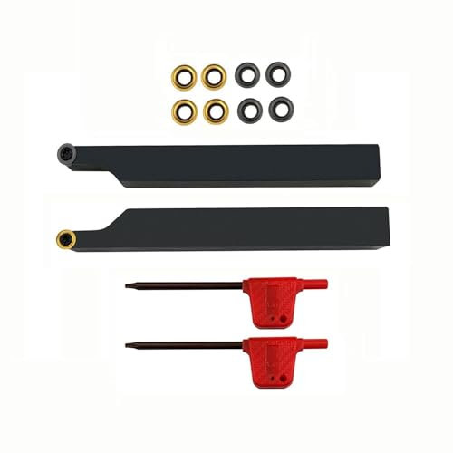 Hunricho 3/8 Zoll 1/2 Zoll SRACR1010/1212 H06 Drehmaschinen-Drehhalter, Drehmaschinen-Dreh- mit RCMT0602 runden Hartmetall-Fräseinsätzen (2 Stück 1/2 Halter + 10 Stück Einsätze)