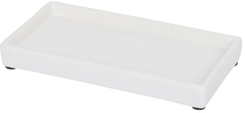 1x Ceramic Soap Dispenser Tray - 17cm - White - Bathroom Kitchen Shampoo Shower Gel Liquid Hand Wash Dish Foam Pump Bottle - By Harbour Housewares