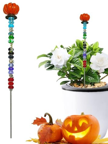 Perlen-Gartenstecker – Feenstab für den Garten – 33 cm Gartenstecker Basteln mit Kürbisstopfen oben für Kinder, Feenstab, Gartenbastelbedarf