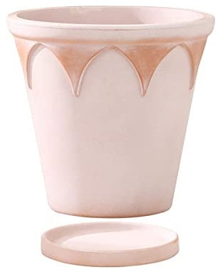 Lizhuzhuzs28 Jardinière Intérieur et Extérieur Pot en Argile Rouge à Relief rétro Grand Pot de Fleur Rond Respirant avec Plateau adapté à la plantation de Phalaenopsis à l'aneth Vert Pot de Fleur(A)
