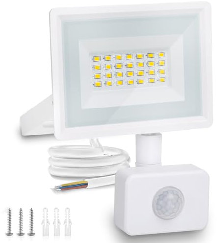 Aigostar 20W LED Strahler mit Bewegungsmelder Außen,1650LM 4000K Naturweiß Außenstrahler,IP65 Wasserdicht Scheinwerfer,Aussenleuchte für Garten, Innenhöfe, Garage, Hotel