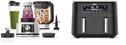 Ninja Foodi Power Nutri Blender 3-en-1, mélange les bols de smoothie boissons glacées, 1200W, CB350EU + Ninja Foodi Dual Zone Air fryer Digital, 2 Tiroirs, 7,6L, 6-en-1, Sans huile, AF300EU