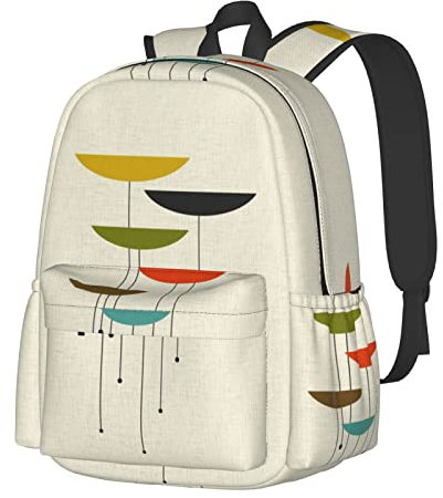 ESASAM Mid Century Rucksack mit modernem Druck, auffälliger bedruckter Rucksack – lassen Sie Ihren Stil frei und tragen Sie Ihre wichtigen Dinge, Schwarz , One size
