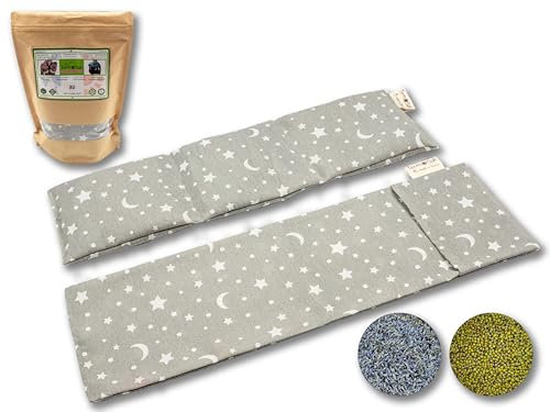 TERMOSAK Bouillotte sèche, 45x14 coussin chauffant eco chaud/froid, avec de graines de soja vert haute durabilité et lavande, sac thermique pour micro-ondes/congélateur. (013, 45x14+Funda)