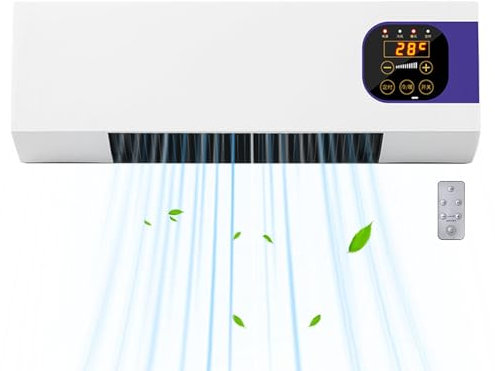 Ventilateur mural – d'air mural avec télécommande 2000 W – Réchauffeur d'hiver, petit appareil de multifonctionnel pour chambre à coucher, climatisation ventilateur pour maison