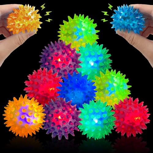 Lets Joy Party Mitgebsel Kindergeburtstag, 12 Stück Igelball Leuchtend Kinder, Igelball für Kinder, Leuchtball Mitgebsel LED, Kindergeburtstag Kleine Party Geschenke