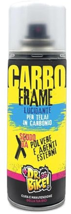 DR. BIKE Carbo Frame. Lucidante spray per telai bici 200 ml. Lucidante per telai in carbonio. Barriera protettiva lucida bici e difesa da corrosione, polvere. Brillantante idrorepellente protettivo.