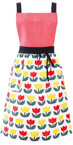 Genérico Delantal para mujeres, con 2 bolsillos, impermeable y ajustable, para jardinería, cocina, pintura, limpieza, manicura(red)