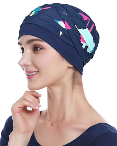 Alnorm Chemotherapie-Hüte Kopfbedeckungen für Chemo-Patienten Blauer Druck