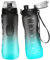 Binudum Trinkflasche Motivations Wasserflasche mit Zeitmarkierung, Sport Tritan BPA freie auslaufsichere Wasserflasche für Jugendliche, Erwachsene, Fitnessstudio (Schwarz Grün, 750 ml)