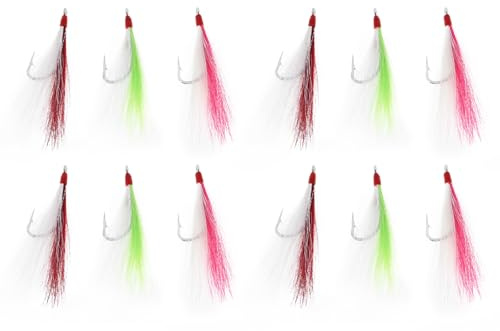 Briny River Bucktail Teaser Angelhaken, Salzwasser, Flunder-Rig, Edelstahl, 96 mm, 3 g, Bucktail-Mylar-Teaser für Wels, Dorsch, Flunder