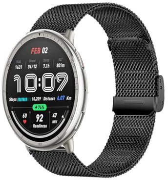 KoGiio 20 mm Cinturino per Amazfit Active 2/Amazfit Active/Amazfit GTR Mini/Amazfit GTS 4 / Amazfit GTS 4 Mini/Amazfit Bip 3 / Amazfit Bip 3 Pro/Amazfit GTS 3, Cinturino in Acciaio