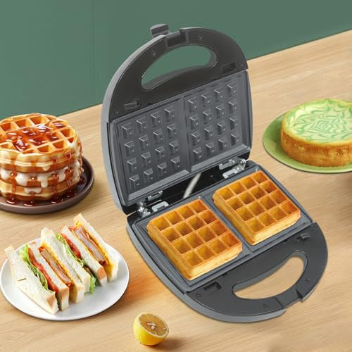 6-In-1 Sandwichmaker Waffeleisen Nussbäcker Kontaktgrill Elektogrill Waffelbereiter Tischplatte Elektrischer Multifunktionaler mit 6 Paar Förmchen für Waffeln Sandwiches Krapfen Rösti usw 750W