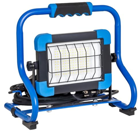 as - Schwabe Slimline Pro mobiler LED Strahler 80W - Fluter IP44, 46432 | 10.400lm - mit OSRAM Chip - 360° stufenlos schwenkbar - 50.000h Lebensdauer - IP65 Gehäuse - Kabel 3 m - 2 Steckdosen, 2 USB