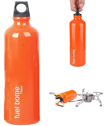 AZIDWERYQ Botella de combustible de 750ML, botella de Gas portátil de aleación de aluminio, contenedor de aceite de combustible grueso para acampar al aire libre, senderismo, bote para acampar