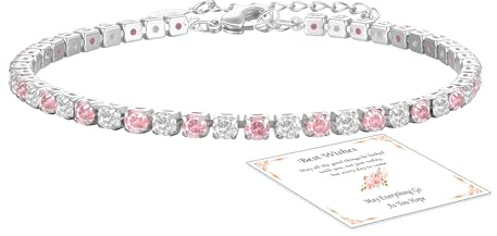 ESPVO Silver Bracelets for Women Ladies Womens S925 Sterling Silver Crystal October Birthstone Tennis Bracelet Jewellery Gifts Women's jewellery Birthday Christmas Presents for Her Girls