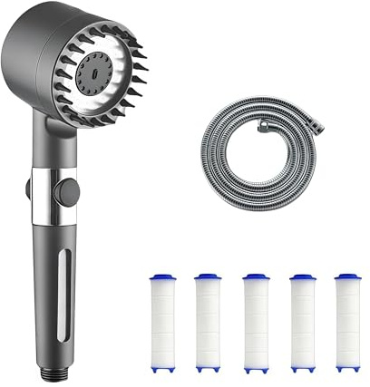 Miro France MIRO Shower– POMMEAU DE DOUCHE HAUTE PRESSION AVEC FILTRE ANTI CALCAIRE ET BOUTON STOP POUR UNE EXPERIENCE DE SPA RELAXANTE A LA MAISON