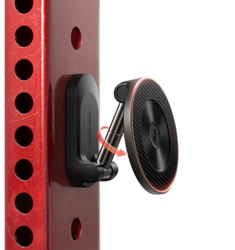 GOLBINBOX All Metal Dual Magnetic Gym Phone Holder for MagSafe, Black | 360°Adjustable, Fit for iPhone/Android, Tri-Axis Phone Mount,Gym Accessories for Bodybuilder Men Women Workout Recording