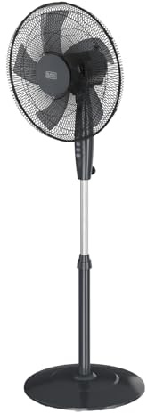 BLACK+DECKER - ventilatore a piantana 45 W | 3 velocità | oscillazione | 5 pale 40 cm | inclinazione manuale | altezza 108-132 cm | maniglia | griglia rimovibile | nero