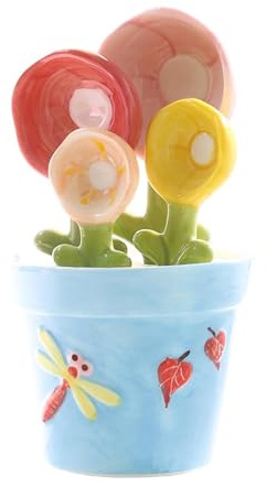 Cute Measuring Spoons - 5-Piece Decorative Ceramic Set, Precise Kitchen Measuring Tools with Holder, Stylish Cooking Spoon Collection, Precise and Baking Preparation, Suitable for Kitchen