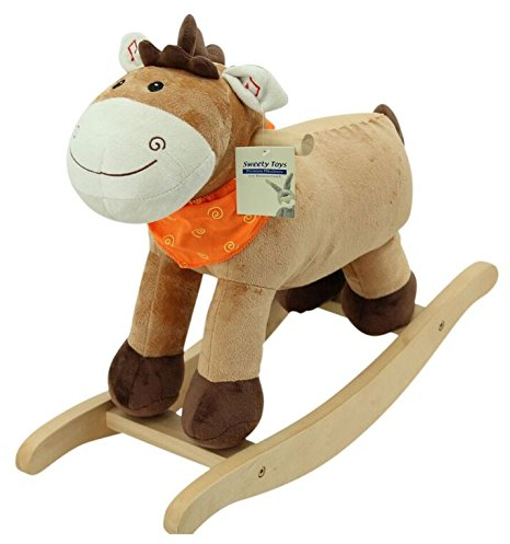 Sweety Toys Plüsch 3709 Schaukelpferd Cutie Pony Fohlen mit orangenem Halstuch, braun