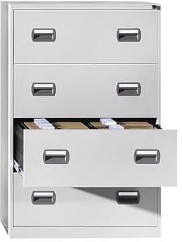 eurokraft | Basic | Hängeregistraturschrank | 2-bahnig | 4 Schübe | lichtgrau