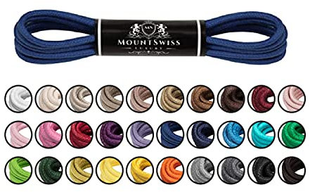 Mount Swiss Luxury Schuhbänder I Wasserabweisende und reißfeste Schnürsenkel rund ø 2-3 mm aus feiner Baumwolle/gewachst Farbe: chaber, Länge: 60 cm