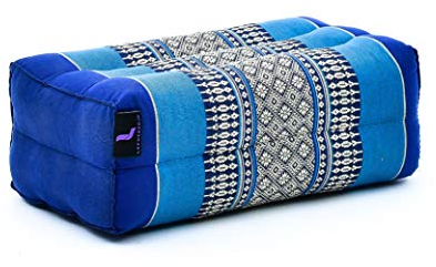 Leewadee Meditationskissen Yogakissen Block Zubehör Klotz Kissen Ökologisches Naturprodukt Thaikissen Nackenkissen, Kapok, 35 x 18 x 12 cm, Blau