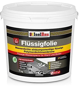 Isolbau Flüssigfolie 7 kg - Abdichtung für Dusche, Bad, Küche - MPA-Zertifikat Duschabdichtung für Wand und Boden - Abdichtungsmasse Wasserdicht und Lösemittelfrei