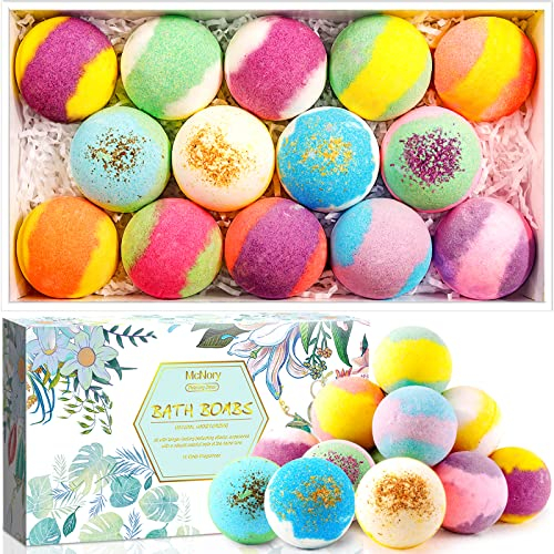 Badebomben McNory Badekugel Geschenk Set,14 Bath bombs für Schaumbad und Natürliche Ätherisches Öl Spa,Perfekte Valentinstag Geburtstag Weihnachten Badekugeln Geschenk