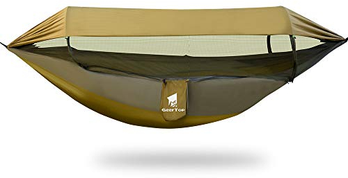 GEERTOP Aktualisierung 3-in-1 Hängematte Outdoor mit Moskitonetz und Sun Shelter,Ultraleichte Camping Hängematte 200kg Tragfähigkeit für Outdoor, Camping, Wandern,