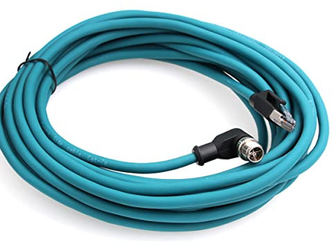 Eonvic Rechtwinkliges M12-Ethernet-Kabel, hochflexibel, X Code, 8-poliger Stecker auf RJ45 Cat-7e, Netzwerkkabel für Cognex Industriekamera, 10 m
