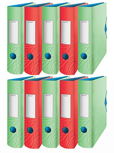 Leitz Qualitäts-Ordner 180° Active Urban Chic, A4, abgerundeter Rücken mit 82 cm Breite, Gummizugverschluss, leichter Polyfoam (sortiert, 10 Ordner/82 mm)
