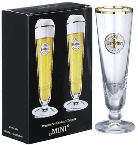 Warsteiner Mini-Tulpen Original 4 cl - 2er-Set, 4 cl, Tulpenform, Bierglas-Set, Trinkglas, Zuhause, Geschenk