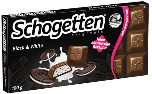 Schogetten Black & White 100g Schokoladentafel, praktisch einzeln portioniert. Ein Genuss. Stück für Stück.