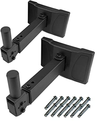 BIGalleons HW-339 Lautsprecher-Wand-/Deckenhalterung, drehbarer Winkel, verstellbare Schwenkneigung, Lautsprecherhalterung, Heim-Surround-Sound-System, Schraube versteckt (2 Packungen, schwarz)