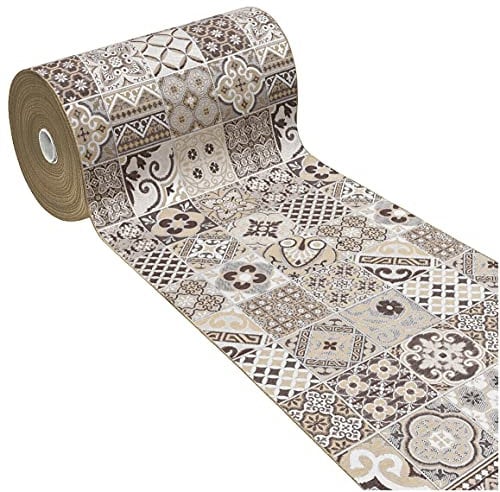 emmevi Tappeto Cucina Piastrella Maiolica Riggiola Passatoia Antiscivolo MOD.Chalet VIP Dis.30 54X190 Beige