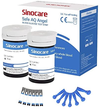 sinocare (Safe AQ Angel) Diabetes Strips/Blood Glucose Test Strips x 50 pcs (Only for sinocare Safe AQ Angel Blood Glucose Monitor)