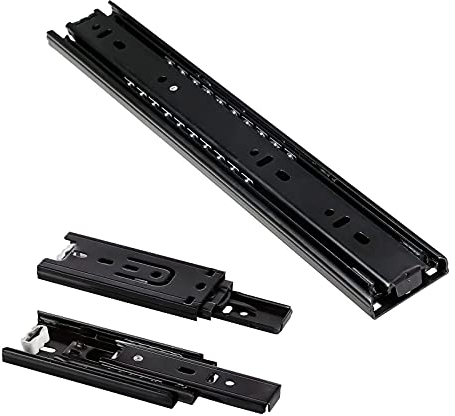 Full Extension Drawer Runners Slides 300 400 500 800 1000mm Heavy Duty Ball Bearing Metal Draw Slides, Side Mount Cabinet Drawer Runners, 50 Kg Load Capacity (Color : Black, Size : 800mm(32 inch))