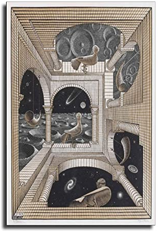 M.C. Escher Other World by Maurits Cornelis Escher Leinwandbild, Wandkunst, Kunstdrucke auf eingewickelter Leinwand, Gemälde für Büro, 50 x 75 cm