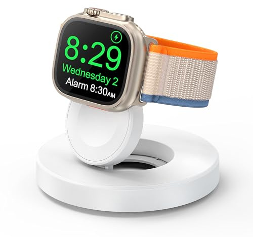 ZAPOGO Charging Stand for Apple Watch, Magnetic Wireless Watch Charger Stand with Charging Cord, Supports Nightstand Mode, Compatible with iWatch Series10 9 8 7 SE 6 5 4 3 2/Ultra 2-Upgrade White