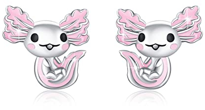 Axolotl Ohrring 925 Sterling Silber Süße Axolotl Ohrstecker Hypoallergen Axolotl Schmuck Geschenke für Mädchen Frauen