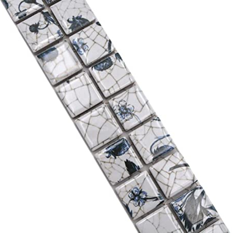 Mosaik Borde weiss blau Delfteroptik Keramik glänzend Quadrat Wand Boden Küche Bad Dusche