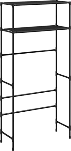 vidaXL 2-Tier Iron Washing Machine Storage Rack - Freestanding Bathroom or Laundry Room Organizer - Black