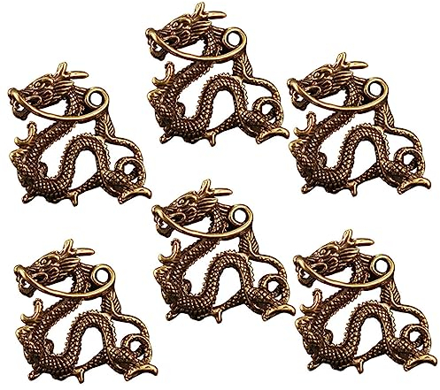 OFFSCH 6 Stücke Teiliges Vintage Drachen Charm Schlüsselanhänger Aus für Projekte Drachen Hängedekor Antike Handwerkskunst Feng Shui Glücksbringer
