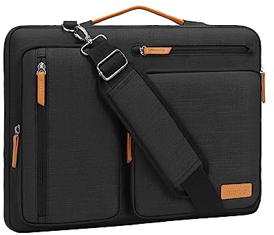 MOSISO 360 Protective Laptop Bag 13.3 inch, 13-13.3 inch Computer Shoulder Bag Compatible with MacBook Air/Pro 13/Pro 14, HP Dell ASUS, Side Open Messenger Case &4 Zipper Pockets&Handle, Black