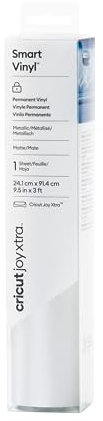 Cricut Joy Xtra Smart Permanent Adhesive Vinyl | 24.1 cm × 0.9 m | Metallic Silver | Self-Adhesive Vinyl Sheet | Ideal for Customising Mugs, Bottles, Labels, Signs & DIY Crafts