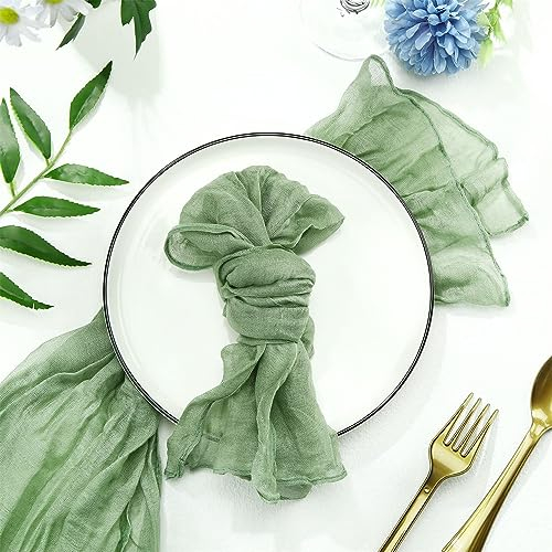 30 Stück Gaze Käsetuch Servietten Sage Green Gauze Cheesecloth Napkins Dinner Soft Cotton Table Vintage Boho handgefärbte Baumwolle 50 x 50 cm Hochzeit Party Brautparty Cafe Restaurant (30er Hellgrün)