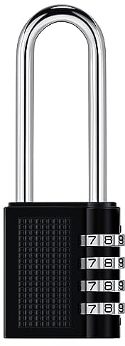 Aurora & Tithonus Lucchetto Armadietto,Lucchetto Combinazione a 4 Cifre,Lucchetto Lungo,Serratura con Codice Numerico in Lega di Zinco Robusta per Armadietti di Scuola, Garage,Recinzioni,Palestra,Nero