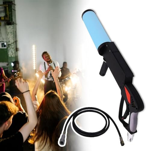 Máquina de niebla Co2, máquina de niebla de escenario portátil con manguera extensible (3M), pistola de atmósfera de luz Led, máquina de niebla de humo Co2
